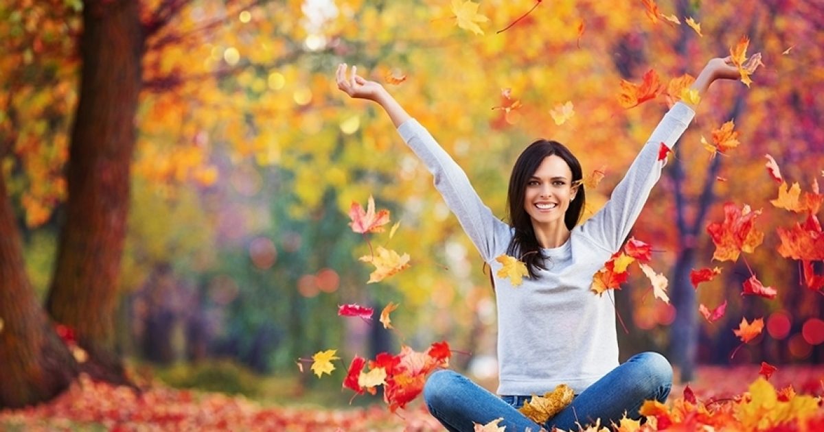 Lady in fall. Lady in fall